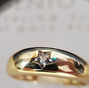 💎Argento Vivo 18KTGP .925 Sterling Star Orb Ring